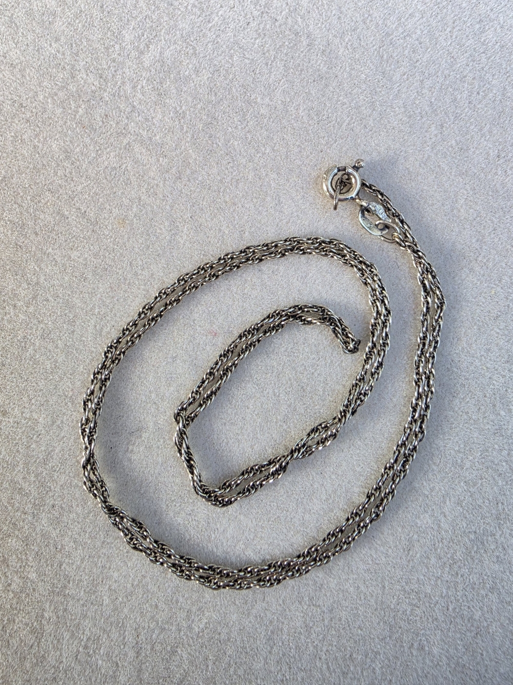 18", 925: Vintage Sterling Silver Rope Chain Necklace • 2.00g